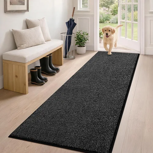 Vista 24 de PURRUGS Tapete para puerta con atrapamiento de suciedad, 20 x 31.5 pulgadas, antideslizante, lavable a máquina, tapete para puerta de perro, tapete