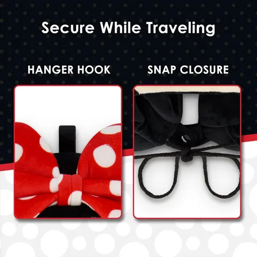 Vista 4 de FUL Disney Minnie Mouse Almohada con capucha para el cuello con orejas 3D, accesorios de viaje para avión, automóvil y oficina, cómoda