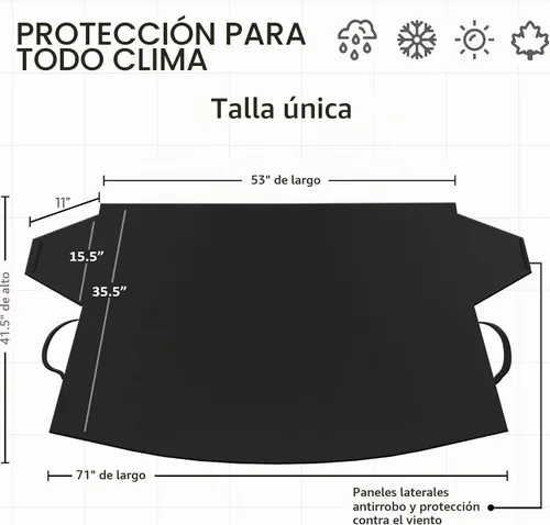 Vista 6 de OxGord, cobertor para parabrisas, eliminación de nieve, protector para parabrisas para todos los climas, invierno, verano, protector solar