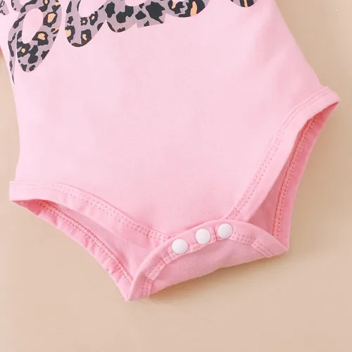 Vista 5 de Conjunto de mameluco y vestido de malla de leopardo para niñas con diadema