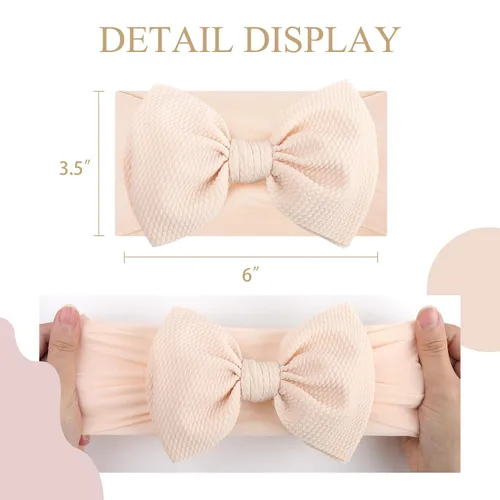 Vista 5 de YanJie Diademas para bebé, hechas a mano, de nailon, elásticas, con lazos para el pelo, para recién nacidos, niñas, niños pequeños y niños en negro