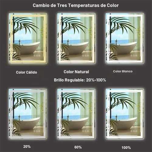Vista 3 de Espejo de baño LED de 24 x 32 pulgadas con luces, altavoz Bluetooth integrado, antivaho regulable, 3 ajustes de luces retroiluminados + iluminación