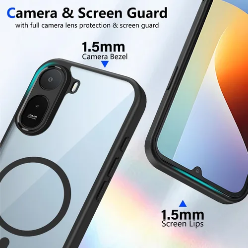 Vista 526 de Funda magnética transparente compatible con Xiaomi 17T, color negro 2 en 1 PC + TPU cubierta de teléfono a prueba de golpes, carcasa protectora