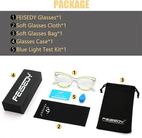 Vista 7 de FEISEDY Gafas de computadora con bloqueo de luz azul de gran tamaño para mujer, marco antifatiga ocular B2323