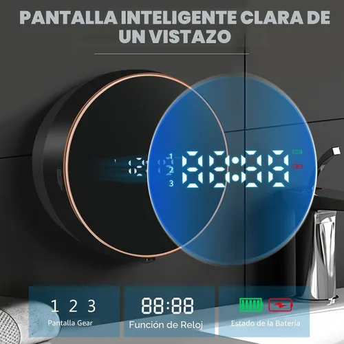 Vista 3 de Dispensador automático de jabón de espuma para baño: montaje en pared, recargable, sin contacto, ajustable, automático, inteligente, eléctrico