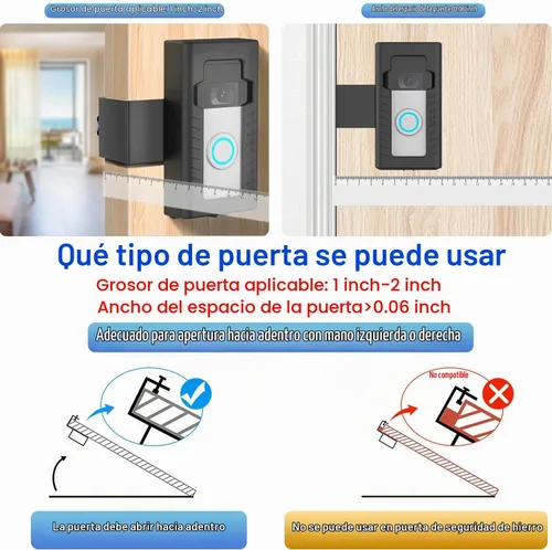 Vista 3 de Soporte antirrobo sin taladro para timbre de video Ring 4/3 Plus/3/2/1