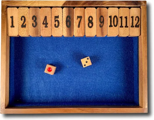 Vista 3 de Shut The Box Game #1-12 Premium - Juego de Cierra la Caja de Madera - Juegos de Puzzle - Juegos de Madera Roll the pair, then flip the numbered