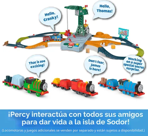 Vista 4 de Thomas & Friends Tren de Juguete Motorizado Talking Percy Locomotora Alimentada por Batería con Sonidos y Frases para Juego Simbólico para Niños