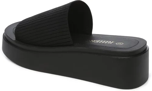 Vista 4 de Rihero Sandalias de plataforma de punto para mujer, cómodas, puntera abierta, deslizantes gruesos