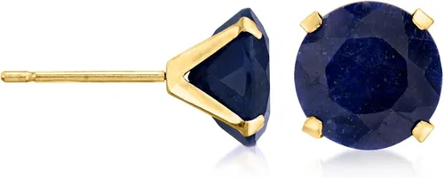 Vista 3 de Ross-Simons Aretes tipo dormilona con zafiro Martini de 5,00 qt en oro amarillo de 14 quilates, Gema, Zafiro