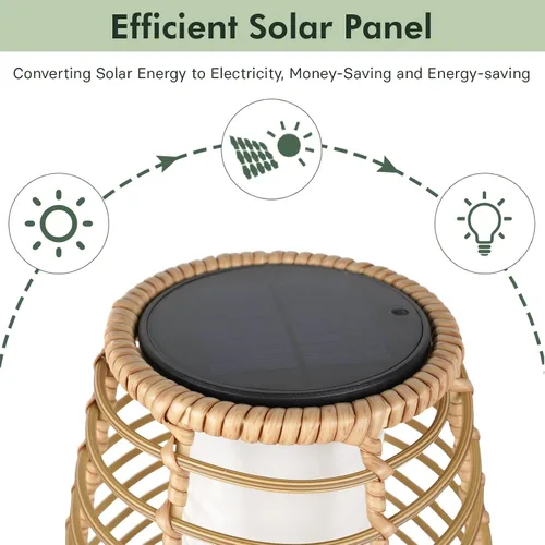 Vista 6 de Solar Yard Lámpara de pie para exteriores, luces de patio, farol con energía solar, resistente a la intemperie, luces de mimbre para terraza