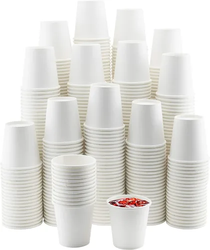 Vista 3 de NYHI Paquete de 200 vasos de papel desechables blancos de 4 onzas, tazas de café frío caliente para jugo de agua, té expreso, ideal para enfriadores