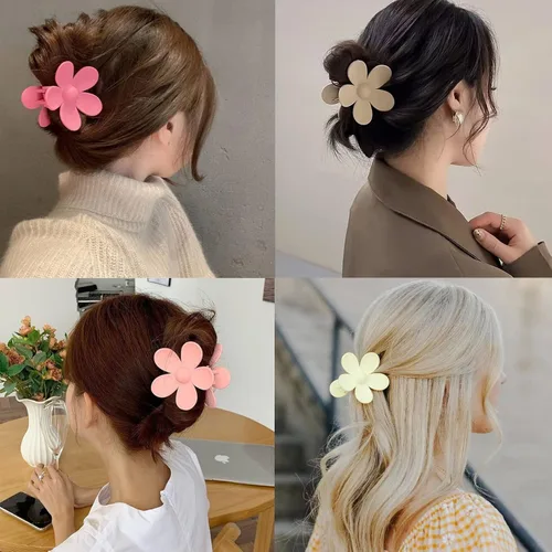 Vista 5 de 12 pinzas de flores para mujeres y niñas, clips de mandíbula grandes y fuertes en 12 colores mate para cabello grueso y fino