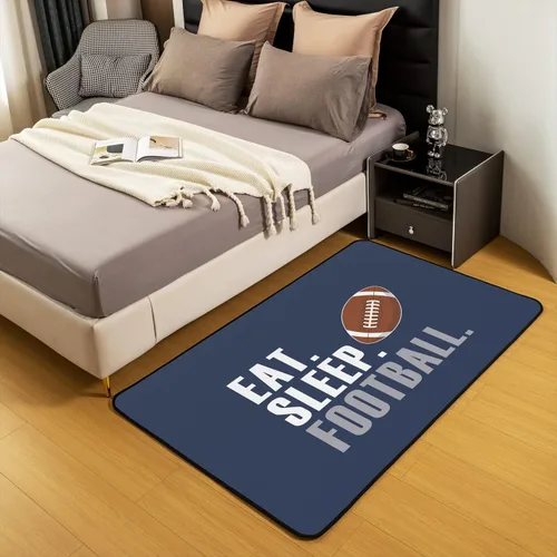 Vista 4 de Alfombra de rugby de 4 x 5 pies para sala de estar, para dormitorio, niños, niñas, mujeres, hombres, azul, para comer dormir, fútbol, decoración