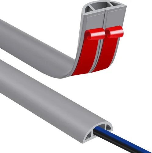 Vista 13 de JAHOMFAI Cubierta para cables de piso 1m de largo, cubiertas para cables en el suelo para proteger los cables y prevenir riesgos de caídas, fácil