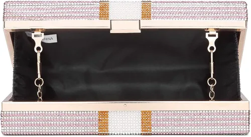 Vista 6 de Bolso de mano de dólar para mujer de Covelin bolso de mano de noche con diamantes de imitación
