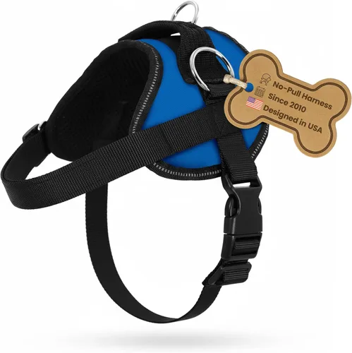 Vista 16 de Bark Appeal - Arnés para perro Aqua Blue sin tirones para mascotas de tamaño extra pequeño – Chaleco reflectante ajustable con 3 clips de correa