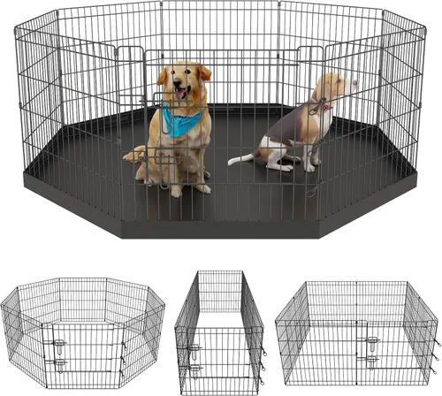 Vista 9 de Artmeer Corralito para perros de 24 pulgadas de alto, 8 paneles a prueba