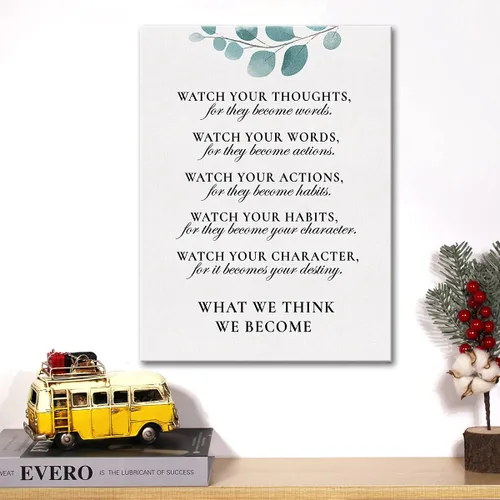 Vista 5 de JerLoe Lienzo inspirador con cita motivacional, impresión positiva, pintura positiva, oficina, hogar, aula, decoración de pared, regalo enmarcado