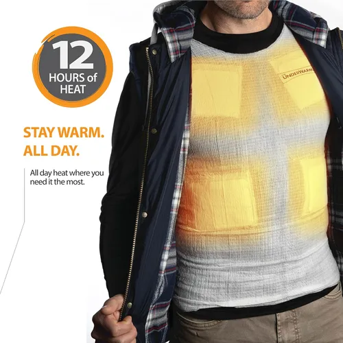 Vista 5 de Camisa térmica, capa base de compresión, 8 paquetes térmicos integrados, calentador corporal