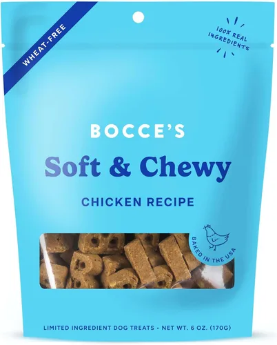Vista 13 de Bocce's Bakery Bac'n Nutty - Golosinas suaves y masticables para perros, sin trigo con sabor a mantequilla de maní y tocino, galletas naturales