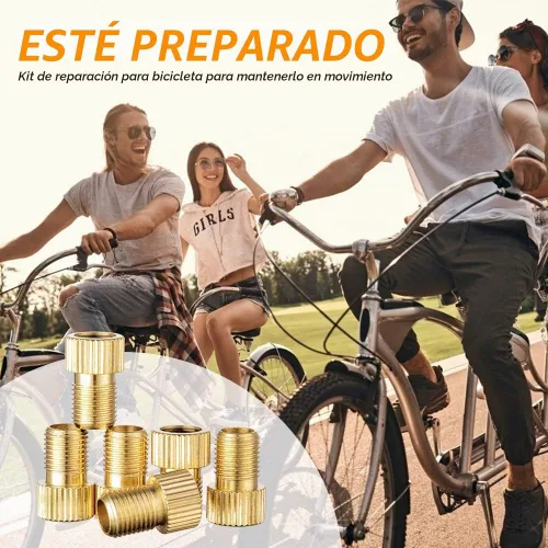 Vista 5 de Adaptador de Válvula Presta de Latón, Convertir Adaptador Presta a Schrader para Bicicleta, Inflar Neumático con Bomba Estándar o Compresor de Aire
