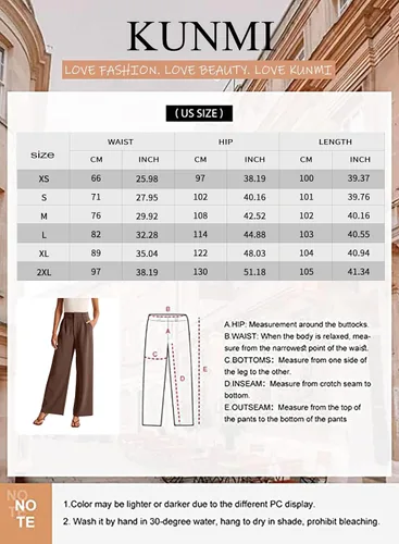 Vista 6 de KUNMI Pantalones de pierna ancha para mujer, para trabajo, negocios, casual, holgados, de cintura alta, estilo palazzo