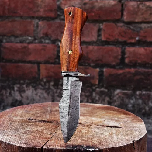 Vista 4 de 10 "hecho a mano forjado de acero de Damasco caza supervivencia desollar bushcraft cuchillo EDC Horizontal llevar vaina