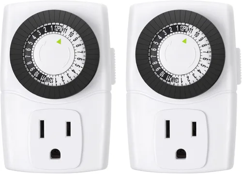 Vista 9 de BN-LINK Temporizadores de interior con enchufe mecánico de 2 puntas, mini temporizadores de lámpara de 24 horas, paquete de 2