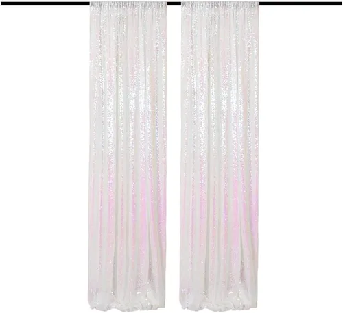Vista 9 de Cortinas de Fondo de Lentejuelas Negras Cortinas Brillantes con Purpurina 2FTx8FT 2 Paneles para Decoraciones de Bodas Fiestas de Cumpleaños