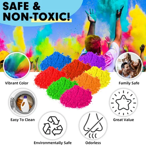 Vista 3 de ARELUX Holi Color Run Powder - Paquete de 12 unidades de 2.8 onzas cada uno de colores surtidos naturales Rangoli en polvo a granel, pintura de tiza
