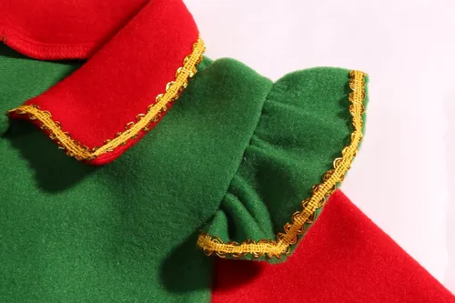 Vista 6 de Ekoropshop Disfraz de elfo navideño para niñas, disfraz de elfo de Santa Helper