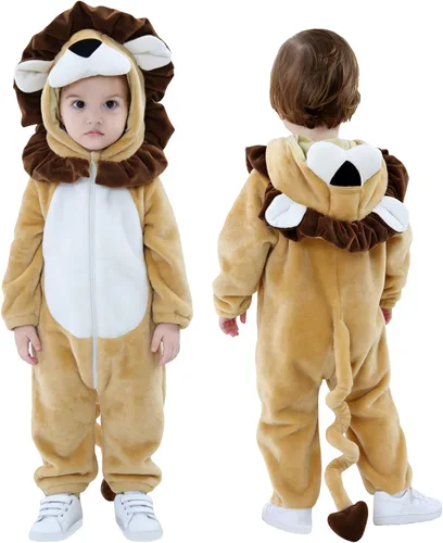 Vista 17 de TONWHAR Animal Costume for Infants & Toddlers - Boys & Girls One-Piece Romper Jumpsuit for Halloween & Daily Playwear Pink Dinosaur