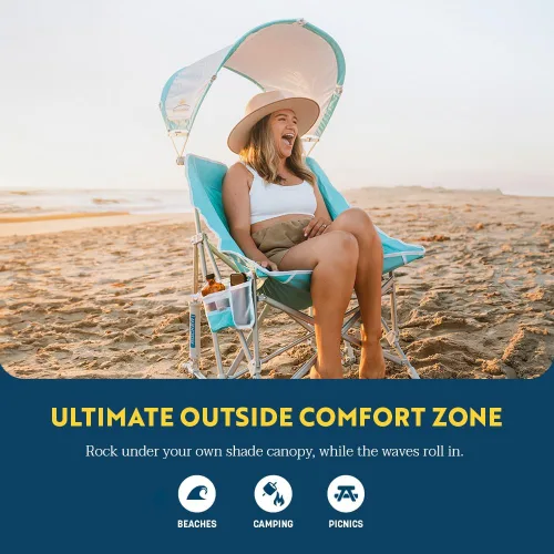 Vista 8 de GCI Outdoor Waterside Pod Rocker - Mecedora para exteriores con toldo parasol