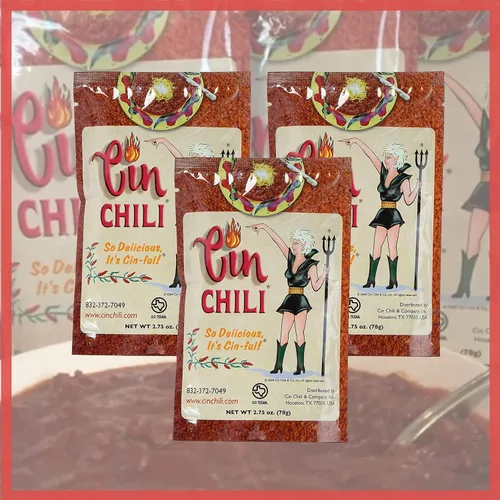 Vista 6 de Cin Chili Mix Salsa de condimentos deliciosamente molesta para cocinar o hornear, paquete de 3