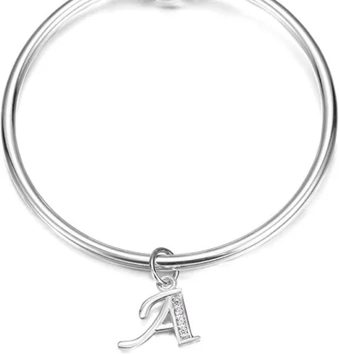 Vista 3 de Adabele Auténtica plata de ley brillante A-Z 26 letras pequeñas del alfabeto con circonita cúbica, colgante de diamantes de imitación resistente al