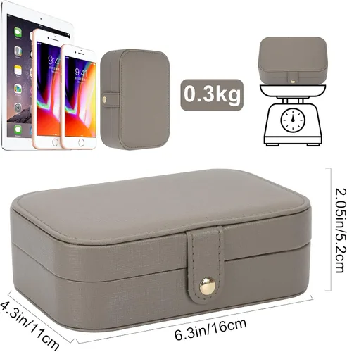 Vista 4 de FEISCON Organizador de joyas, pequeño joyero, mini joyero, estuche de viaje, almacenamiento y organizador portátil de joyería, caja