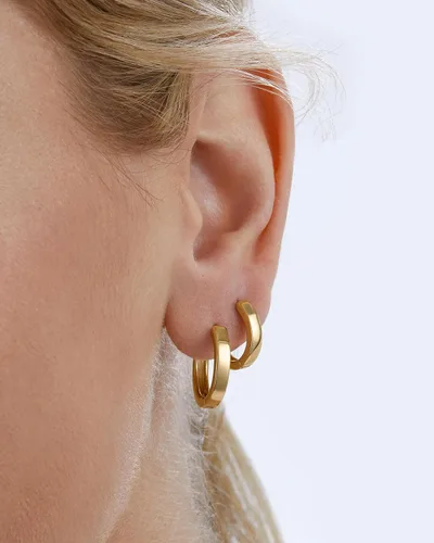 Vista 4 de MILLA Aretes tipo huggie de oro de 14 quilates o plata de ley para mujer, paquete múltiple e individuales, aretes para mujer, aretes de moda Y2K