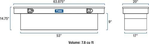 Vista 2 de UWS EC10261 Caja de herramientas de aluminio de pared pesada del camión de 63 pulgadas, tapa RigidCore