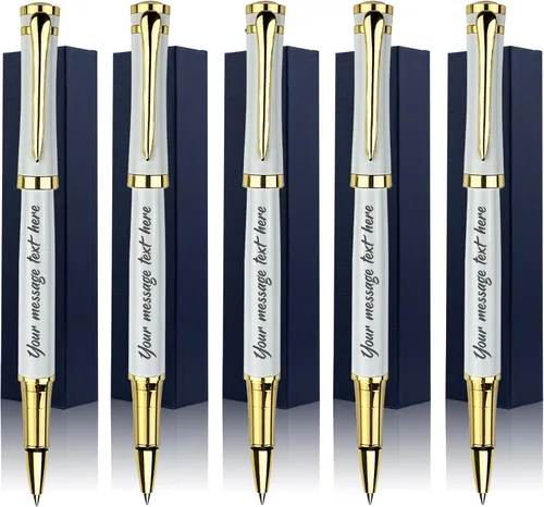 Vista 11 de Ancolo Bolígrafos Negros Personalizados para Negocios Ejecutivos - Punta Media con 10 Recambios de Tinta Negra Personalizados con Tu Nombre