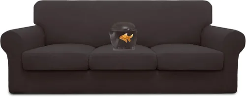 Vista 12 de Easy-Going Funda de sofá 100% impermeable doble de 3 piezas, elástica, suave, para perros, para sofá de 2 cojines separados, protector de muebles a