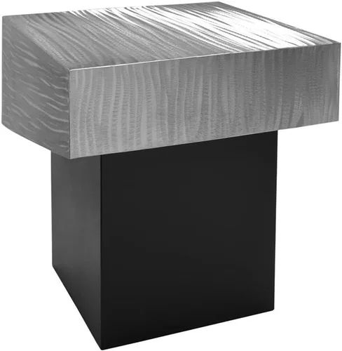 Vista 6 de Meridian Furniture Colección Palladium Modern Mesa auxiliar superior texturizada contemporánea con base de metal negro mate, 18 pulgadas de ancho