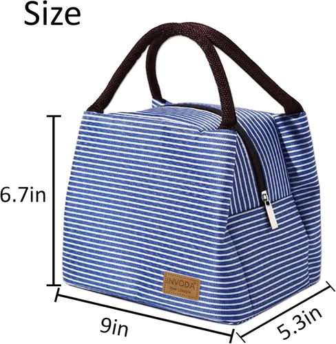 Vista 2 de Bolsa de almuerzo aislada, pequeñas bolsas enfriadoras portátiles, bolsas Bento reutilizables, bolsa de almuerzo para el trabajo, picnic al aire