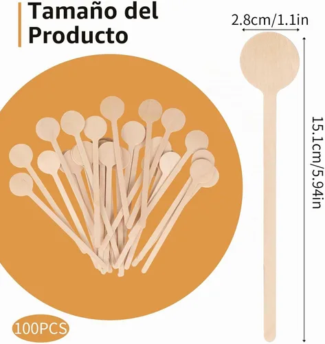 Vista 2 de Mozeat Lens Agitadores desechables de madera para bebidas de leche de 6 pulgadas, palitos agitadores de café con extremos redondos, palitos
