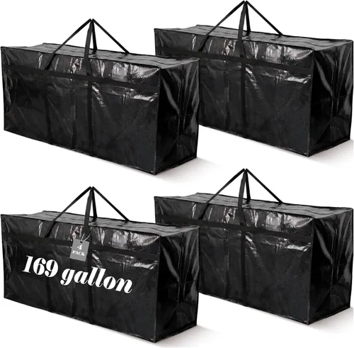 Vista 52 de 4 Piezas Bolsas de Mudanza Grandes con Cremallera y Asas Bolsas de Lona Tipo Duffle Plegables de Almacenamiento Extra Resistentes Extra Grandes