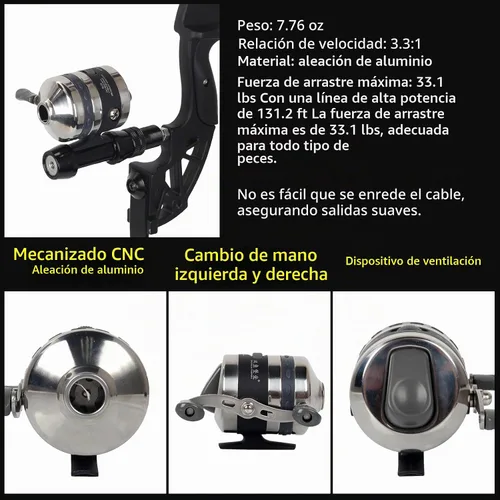 Vista 4 de Kit combinado de pesca de arco recurvo Takedown de 53 pulgadas, 30/40 libras solo para mano derecha arco de pesca con carrete de pesca y flechas