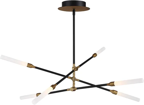 Vista 3 de WAC Lighting dweLED, Houdini 6 luces LED colgante 3000K en negro y latón envejecido