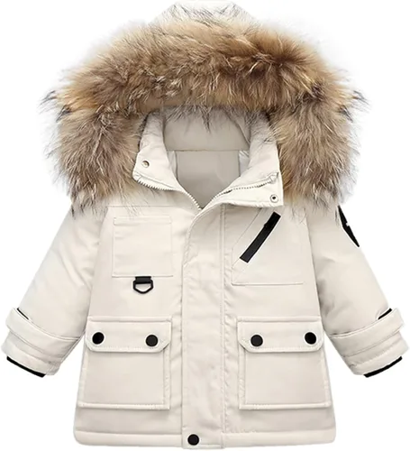Vista 3 de 2 Piece Skisuit Set Baby Boys Girls Snowsuit Infant Winter Clothes Jumpsuit Faux-fur Hooded Puffer Jacket Warm Coat 1-4Y