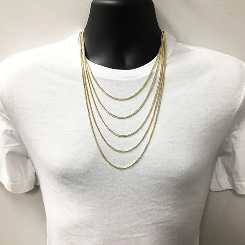 Vista 3 de Solid 14k Gold Cuban Curb Link Chain - Yellow Solid Gold Miami Cuban Link Chain - Mens Jewelry Made with Hypoallergenic Yellow 14 Karat Gold