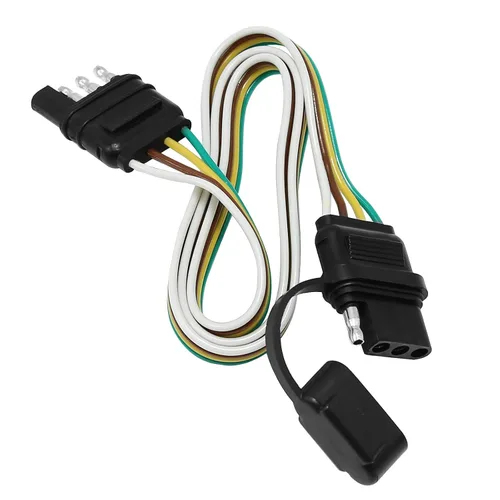 Vista 5 de Hoypeyfiy Kit de arnés de cableado de luz de remolque, 4 cables, enchufe de 4 vías, 4 pines, extensión de cable plano, conector macho y hembra de 32